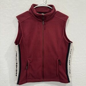 Harley-Davidson Fleece Vest Women’s Large Red White Zippered Winter Warm